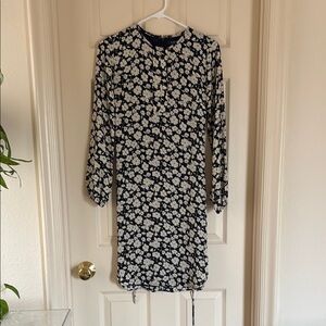 NWT Ralph Lauren navy blue and white floral dress tie waist size 2 petite